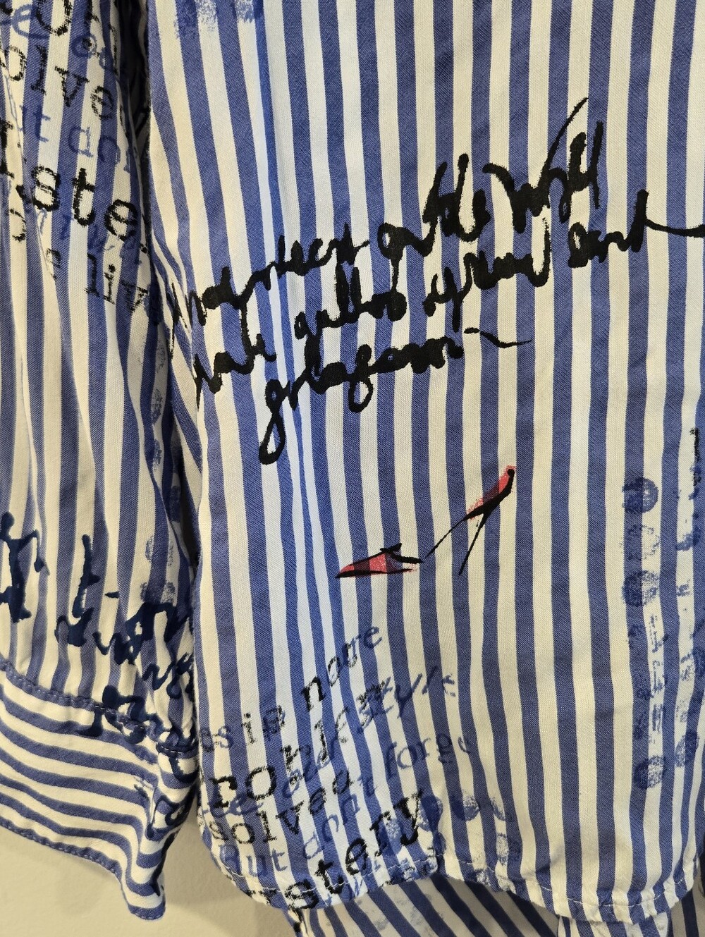 Chicos blue striped button front Top Shirt Blouse Sz M Petite Preppy Nautical - Picture 3 of 8